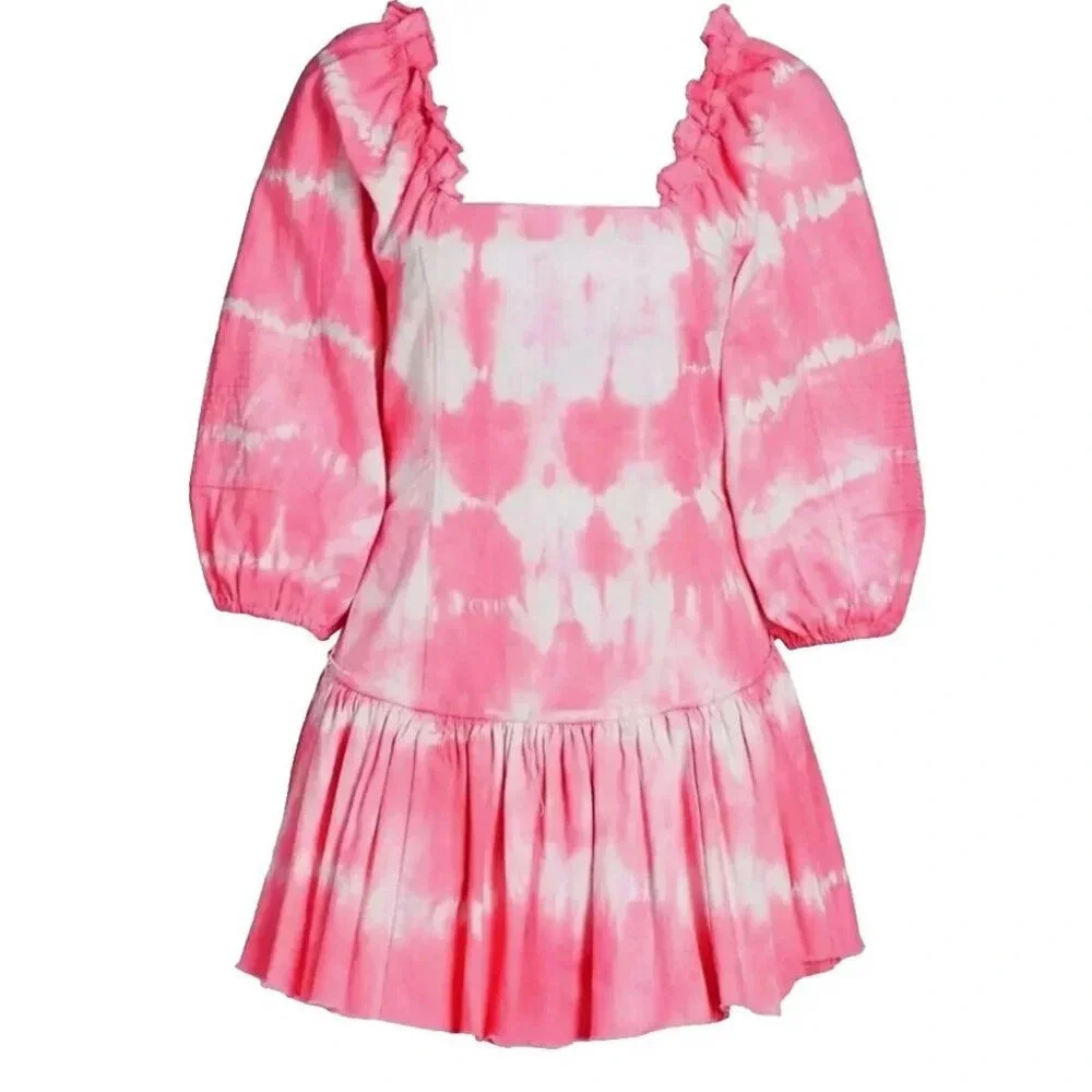 LoveShackFancy Sonoma Stretch Cotton Chai Tie Dye Mini Shift Dress Size … - Picture 5 of 13